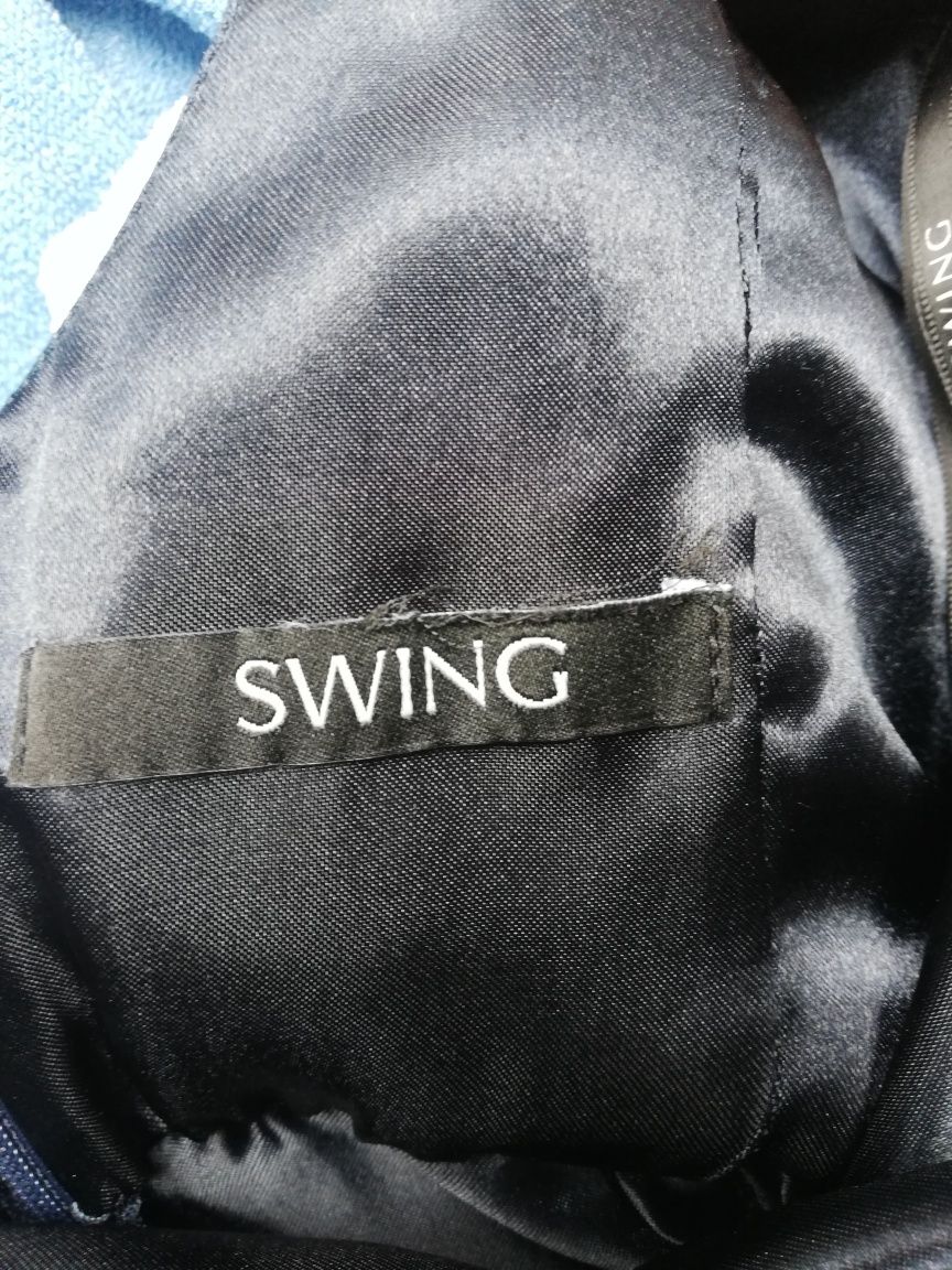 Długa sukienka granatowa Swing r. 38