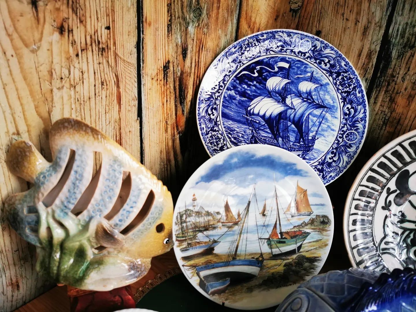 Talerz ceramiczny vintage, Delft, Belgia, duży, UNIKAT