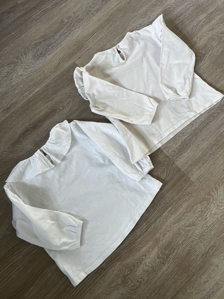 Zestaw komplet 2 bluzek Zara 104/110 białe z falbankami