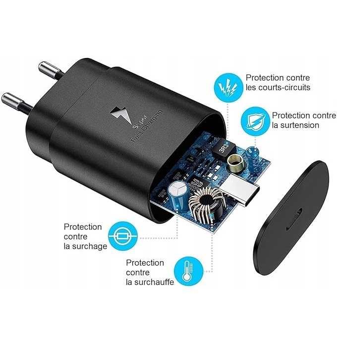 Szybka ładowarka do telefonu SAMSUNG Kostka PD 25W + Kabel USB-C 1m