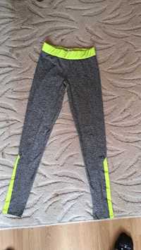 Spodnie dresowe legginsy szare z neonem M