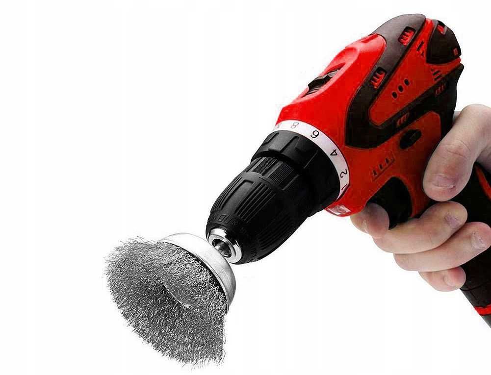 Szczotki druciane na wkrętarkę zestaw szczotek  drucianych INOX 6e