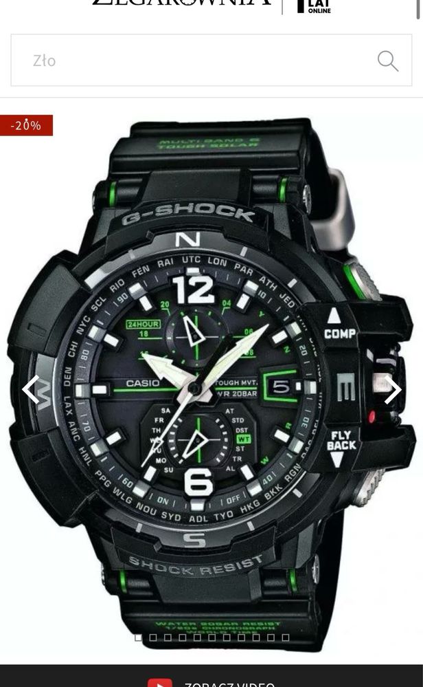 G-SHOCK Gravitymaster GW-A1100-1A3ER zegarek dla pilota