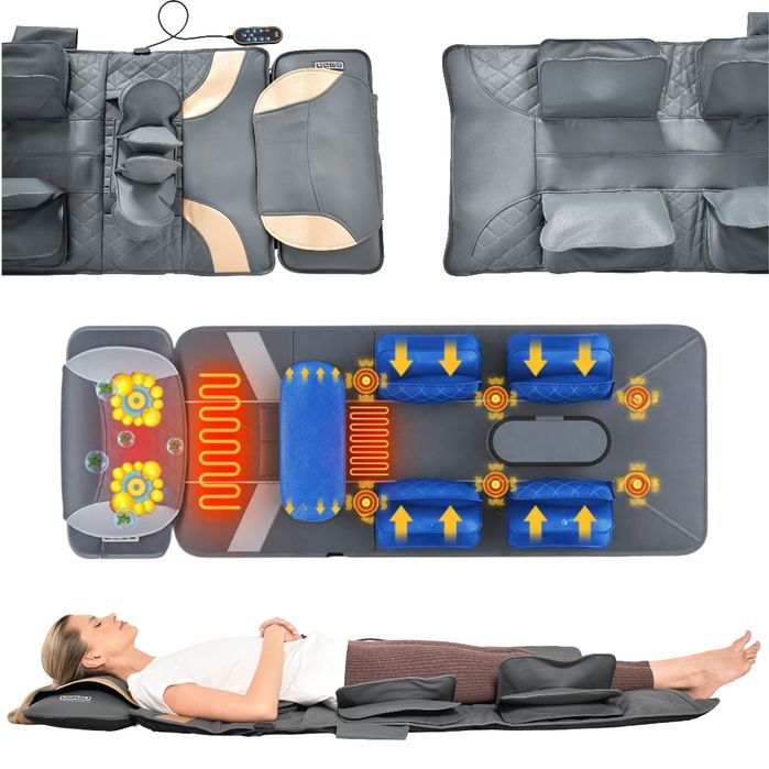 Mata Masująca Wibracyjna Do Masażu Pleców Na Fotel 170x60 cm Szara