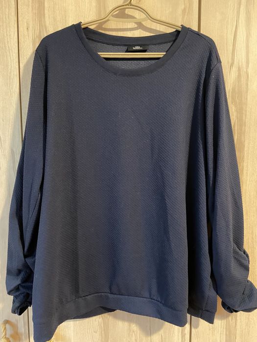 Gina Benotti r 52/54 6XL granatowa damska bluzka marszczony rękaw