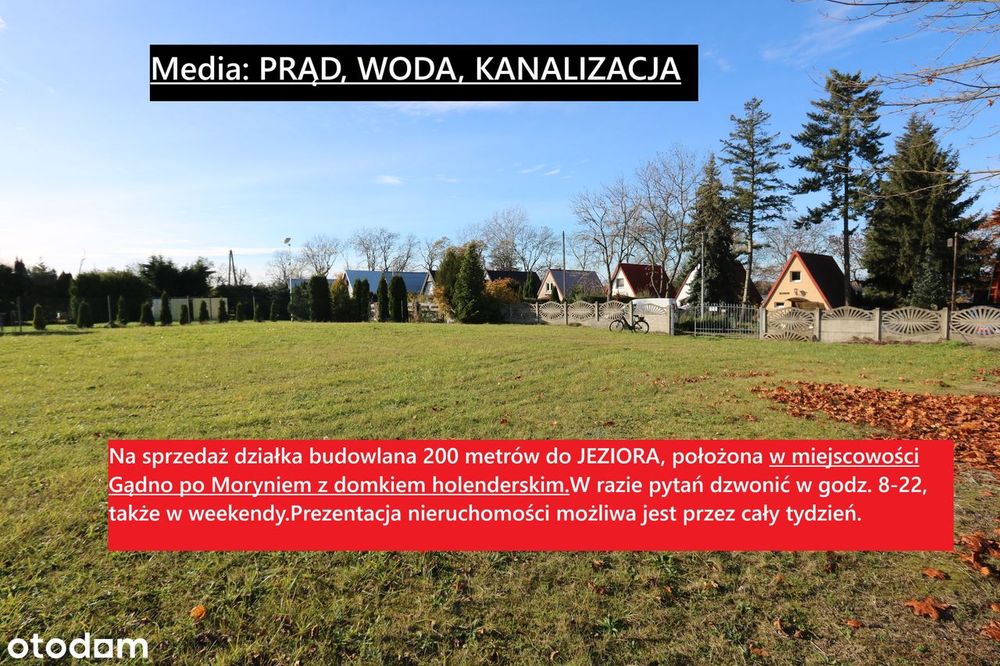 200 metrów JEZIORO. Działka budowlana. W cenie 3 pok.DOMEK HOLENDERSKI