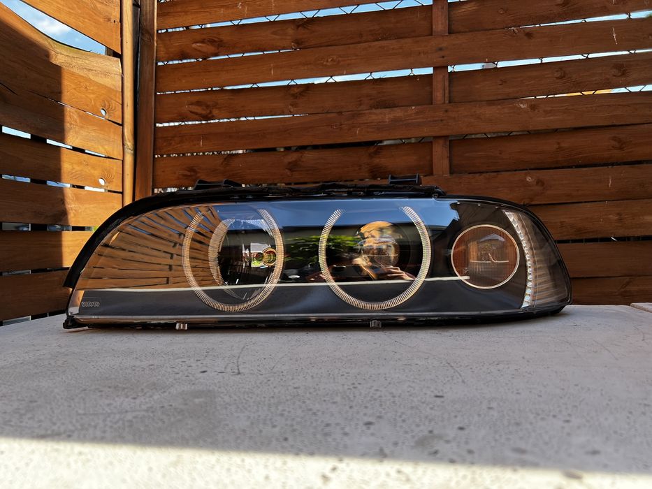 Reflektory Lampy SOCZEWKI H7 BMW 5 E39 Fl Lift Lewy Prawy BLACK RINGI