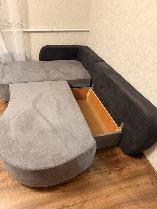 Кутовий розкладний диван як новий | Велюр + ніші для білизни