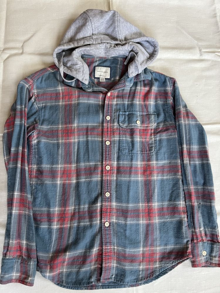 Сорочка American Eagle з капюшоном в клітинку розмір XS