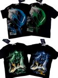 Tshirt chlopiecy krótki rękaw print wilk motocyklista