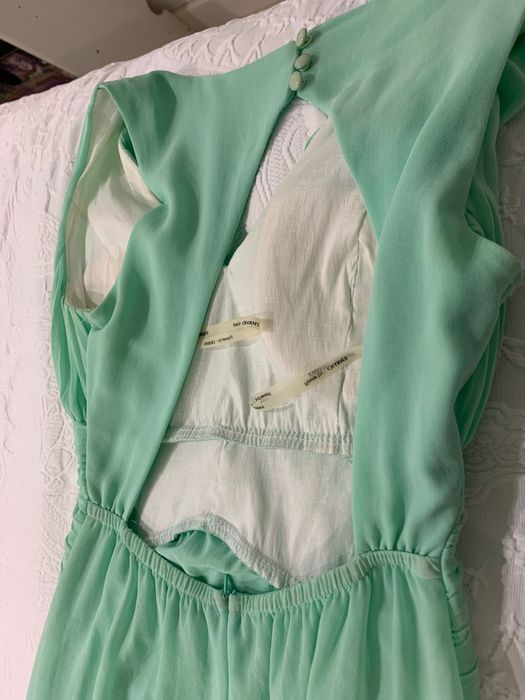 Vestido de gala verde água