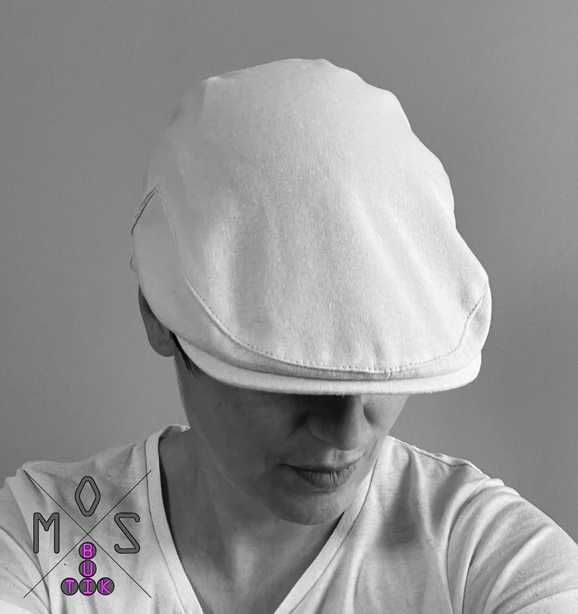 Turkusowy lniany kaszkiet unisek damski meski rosmiar S/M