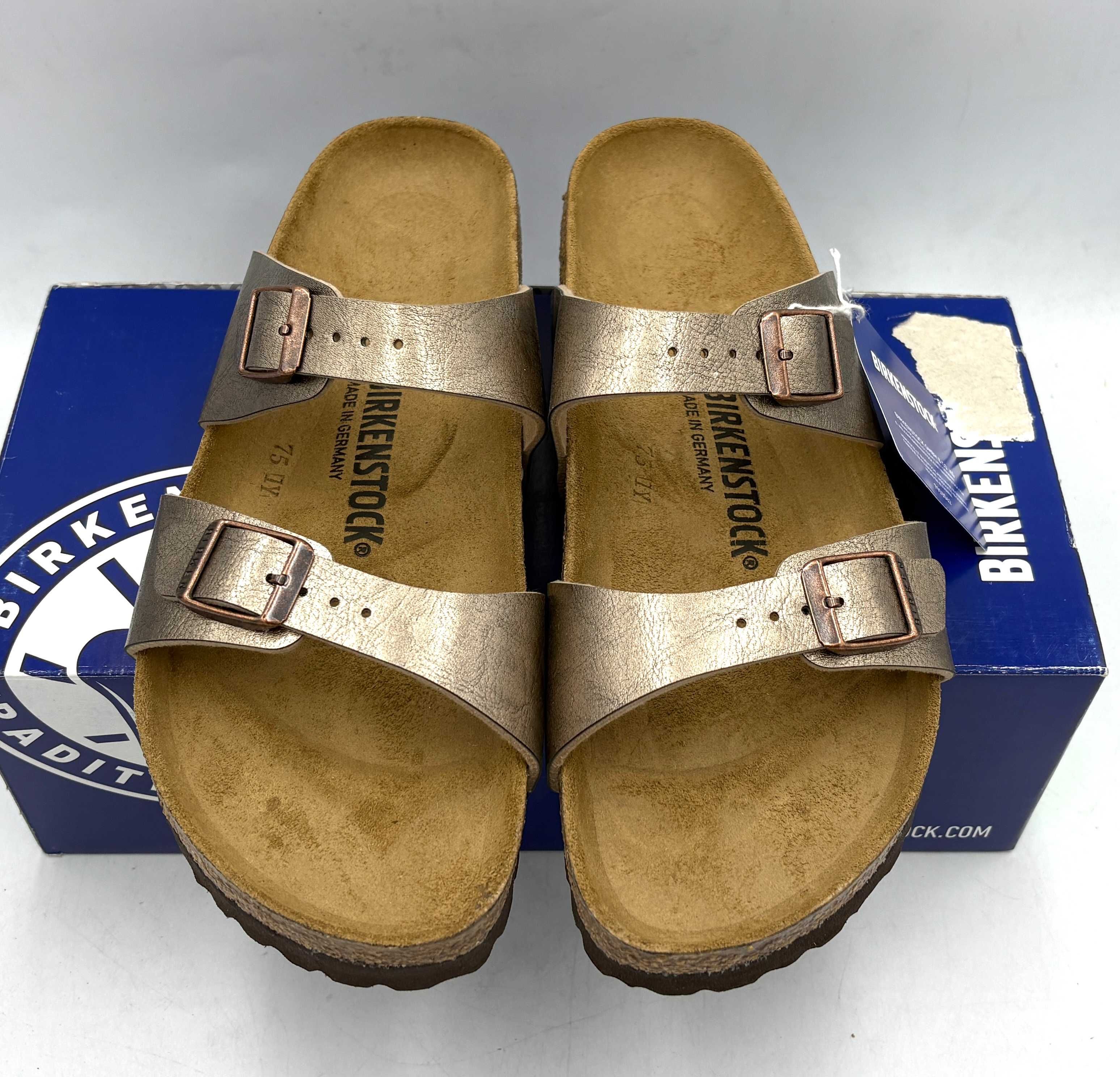 ‼️Nowe oryginalne klapki BIRKENSTOCK Syndey złote 40 AZ 249 skóra