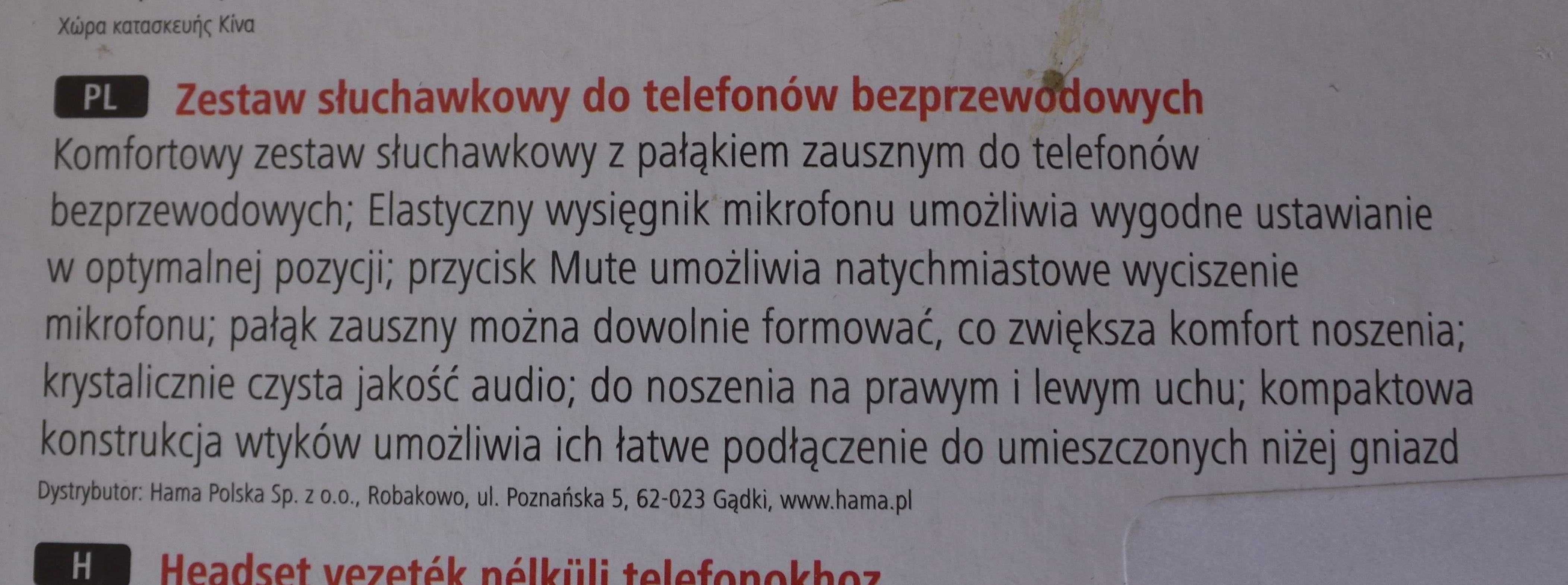 Hama Zestaw słuchawkowy z gniazdem jack 2,5 mm