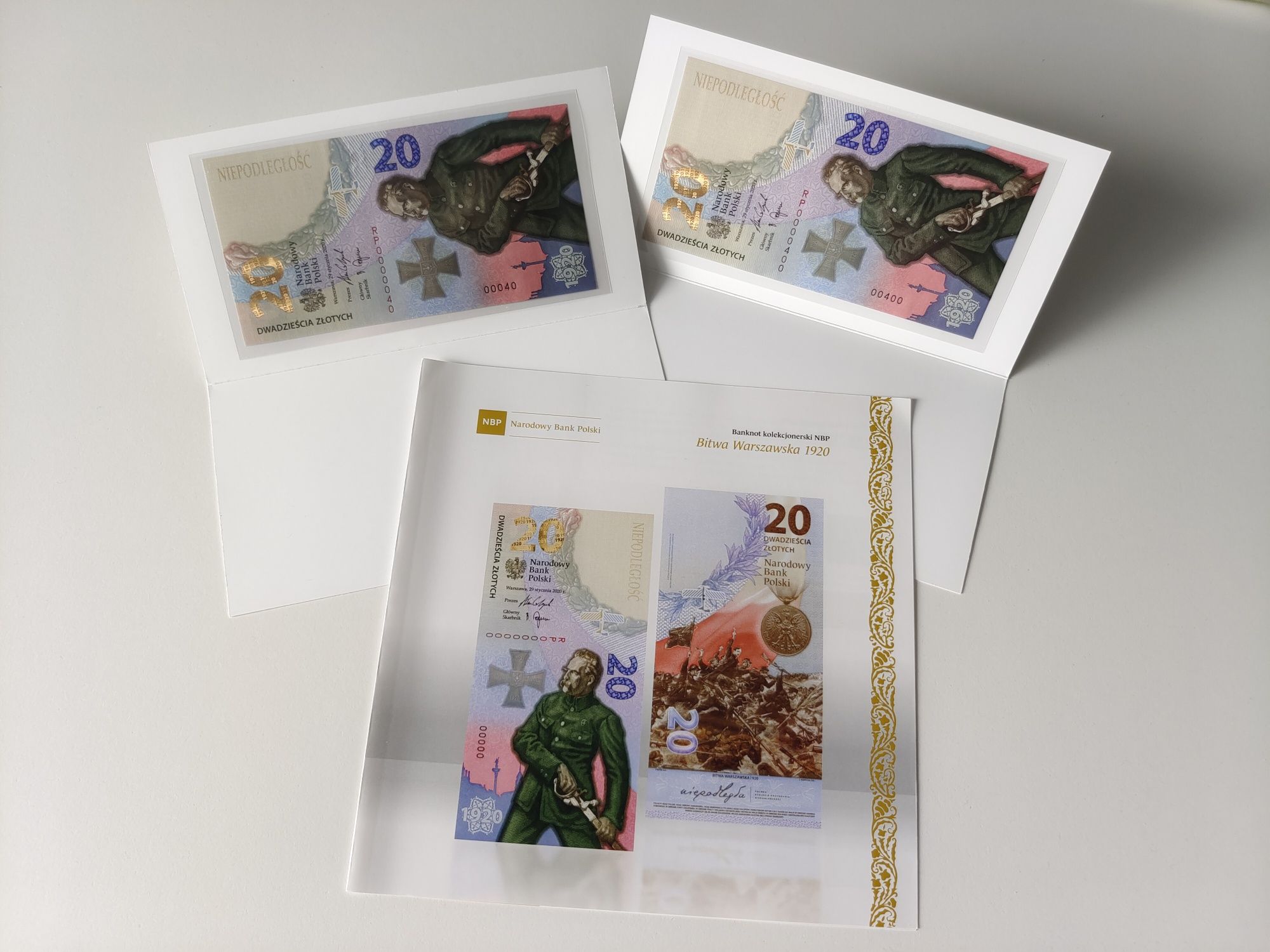 Banknot 20 zł Bitwa Warszawska nr 40 i nr 400