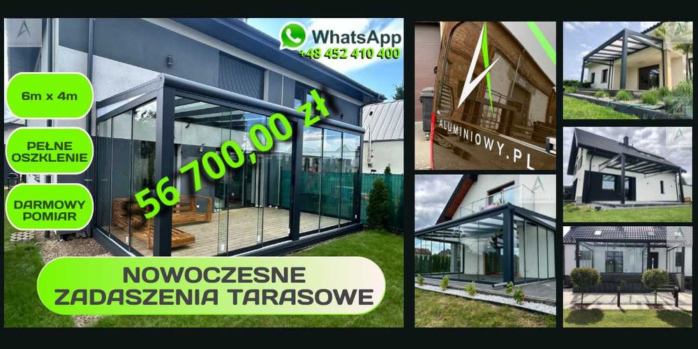 Zadaszenie Tarasu 5x4 5m x 4m z poliwęglanem 16mm PRO każdy wymiar