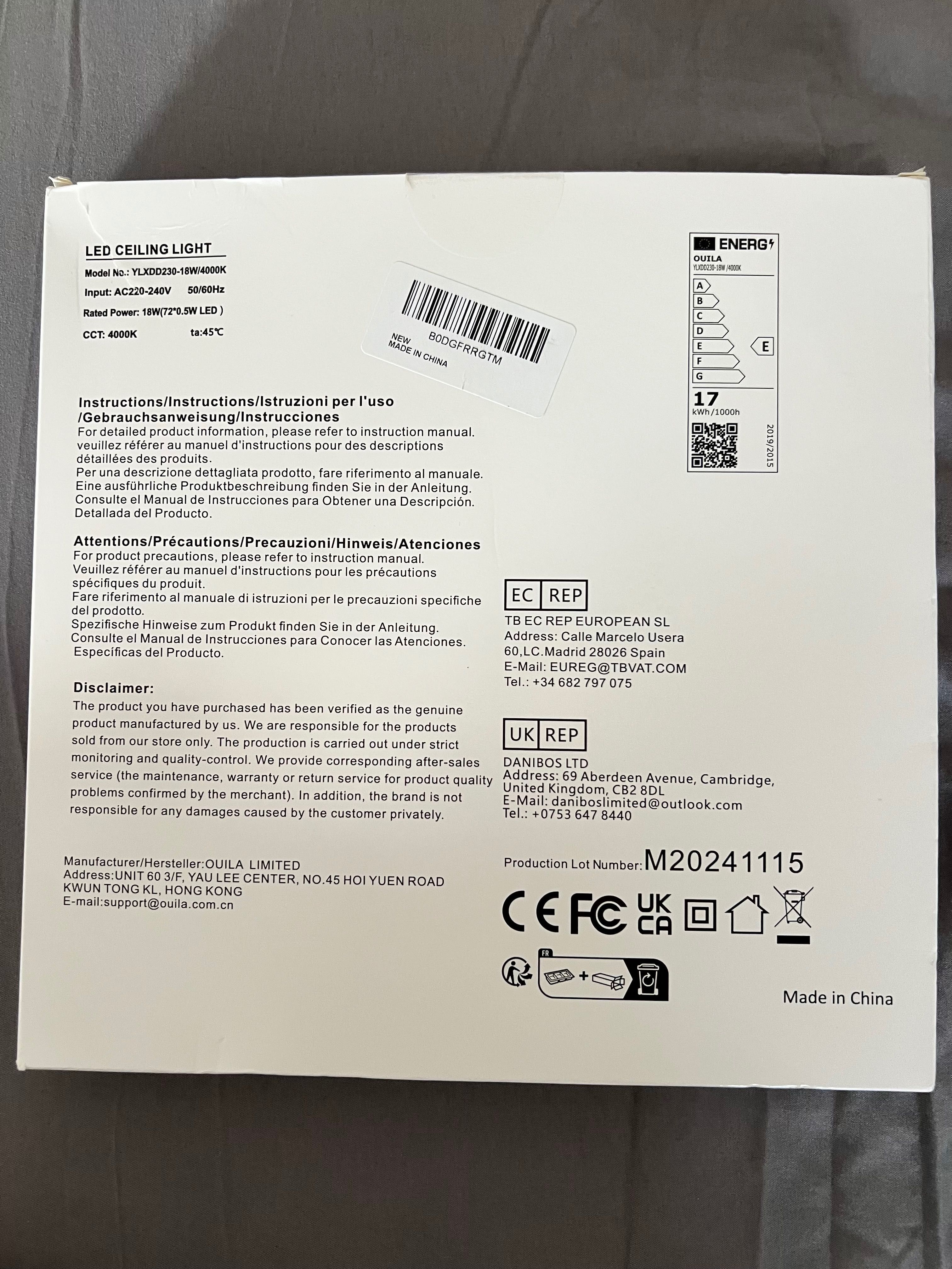 Ceiling Light / LED Luz de teto Branco 18W