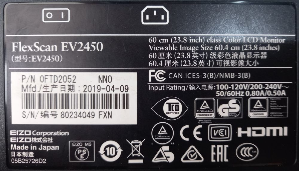 Placa Monitor Eizo FlexScan EV2450