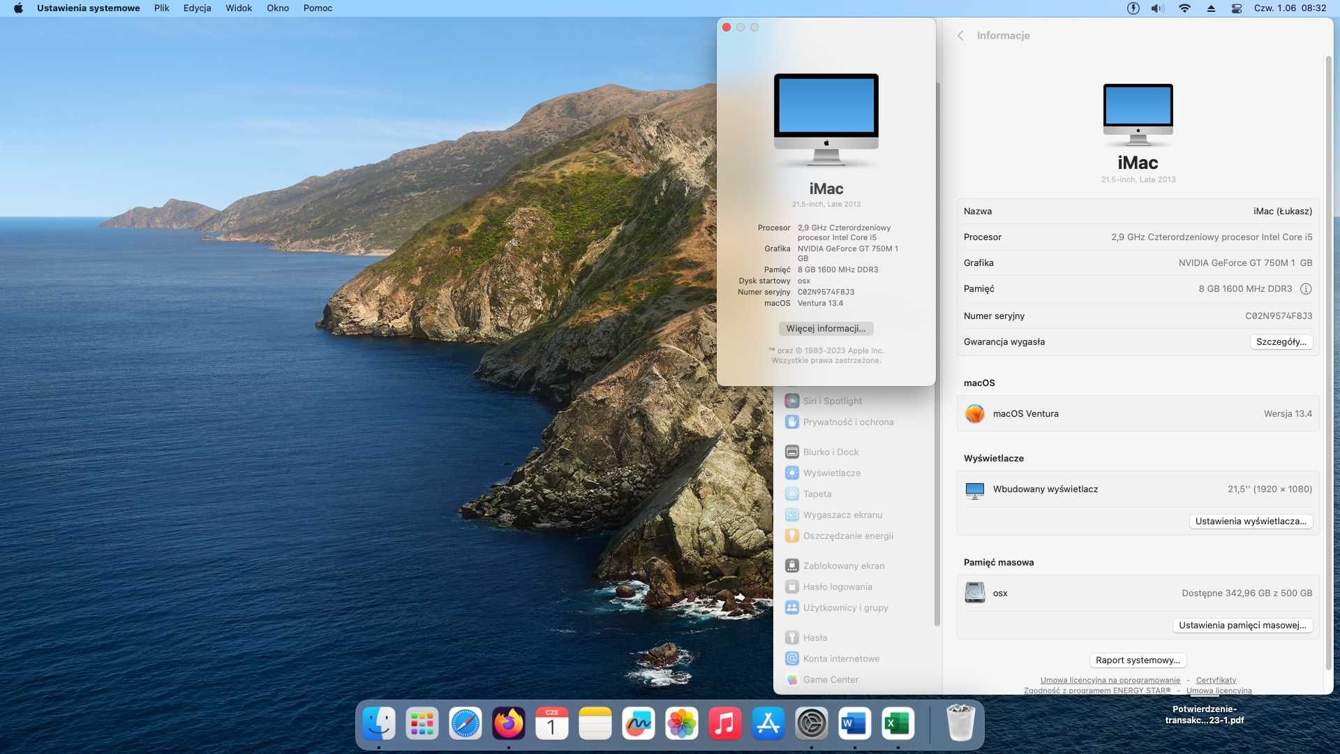 Apple iMac 21.5 macOS Sonoma + Windows 10 PRO stan bardzo dobry