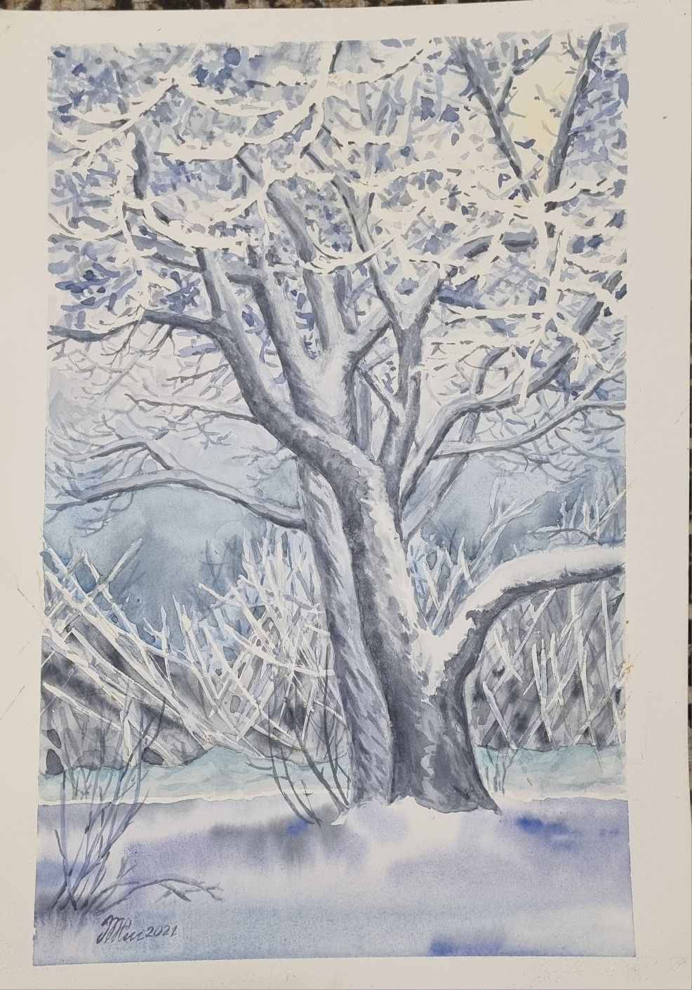 Картина Акварель, Зима морозна