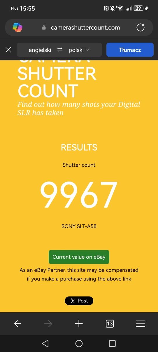 Lustrzanka cyfrowa Sony a58 idealna