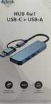 Rozdzielacz USB HUB 4w1 z wtykiem USB-C + USB