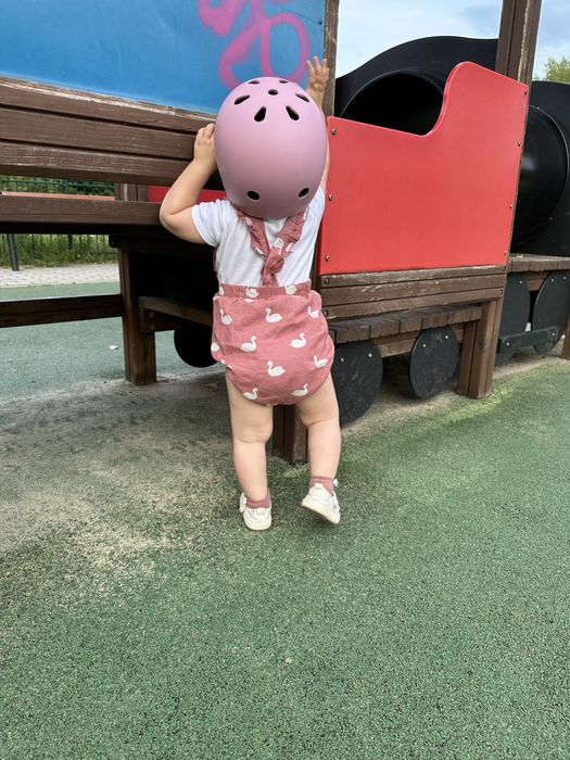 Ramper kombinezon body ogrodniczki H&M w łabędzie z falbankami 80cm