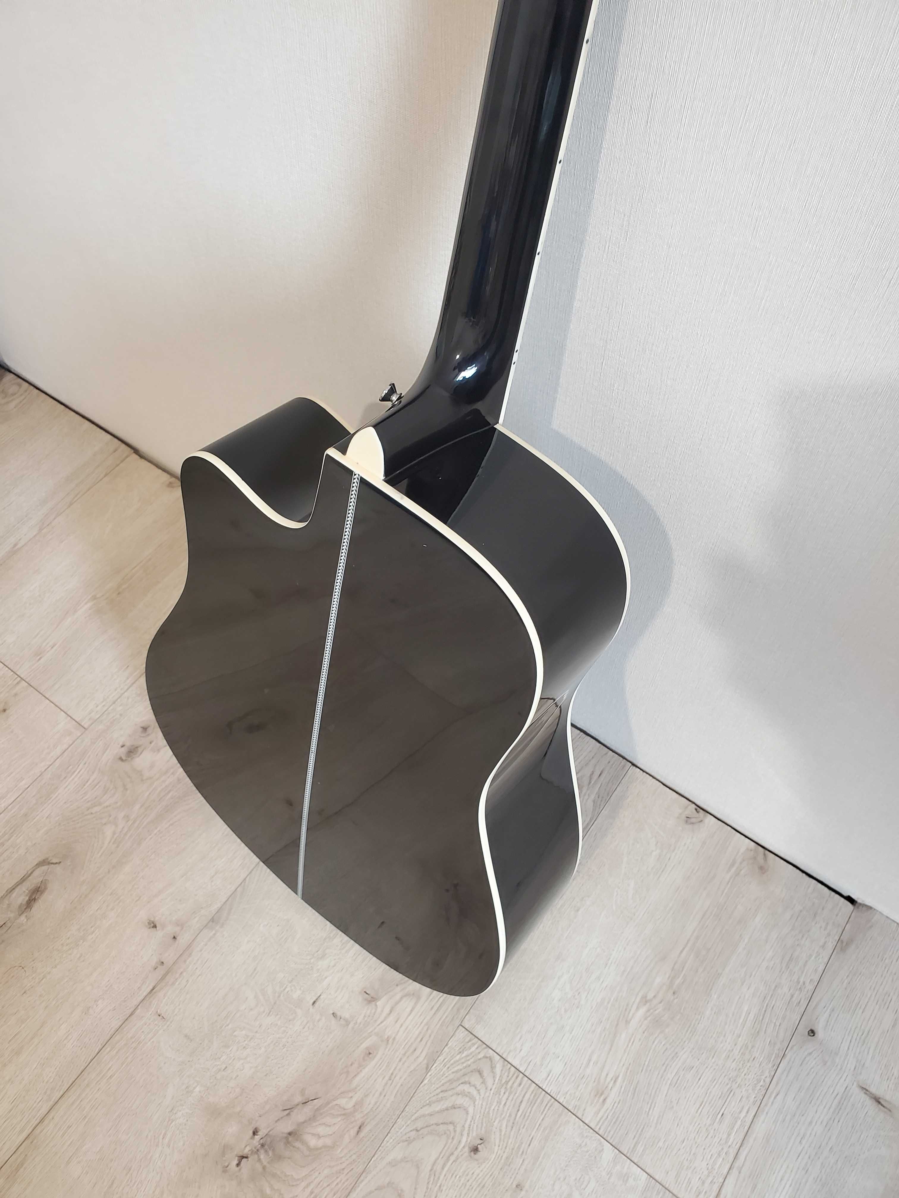 черная 4/4 акустическая гитара глянцевая корпус с липы усиленный гриф