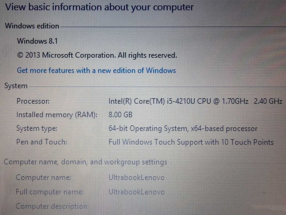 PC Portátil Lenovo Ideapad U330 Touch