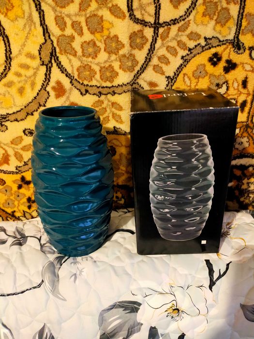 Нова ваза керамічна синяя Lefard. Ваза скло