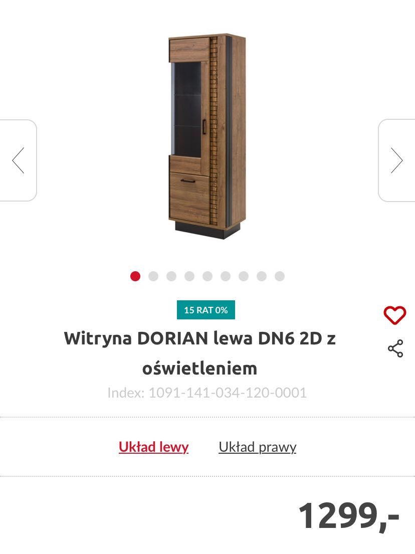 Witryna Dorian z podświetleniem led