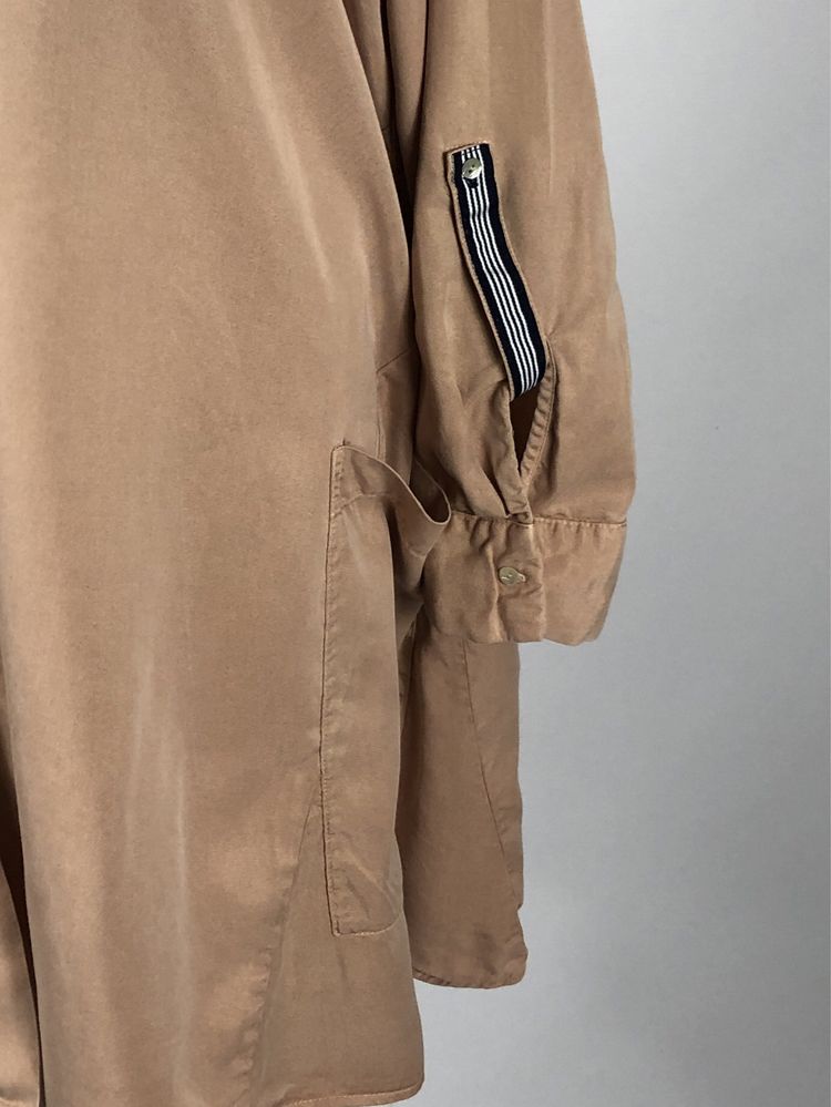 Jasnoróżowa przewiewna długa koszula damska Zara Basic lyocell 100%