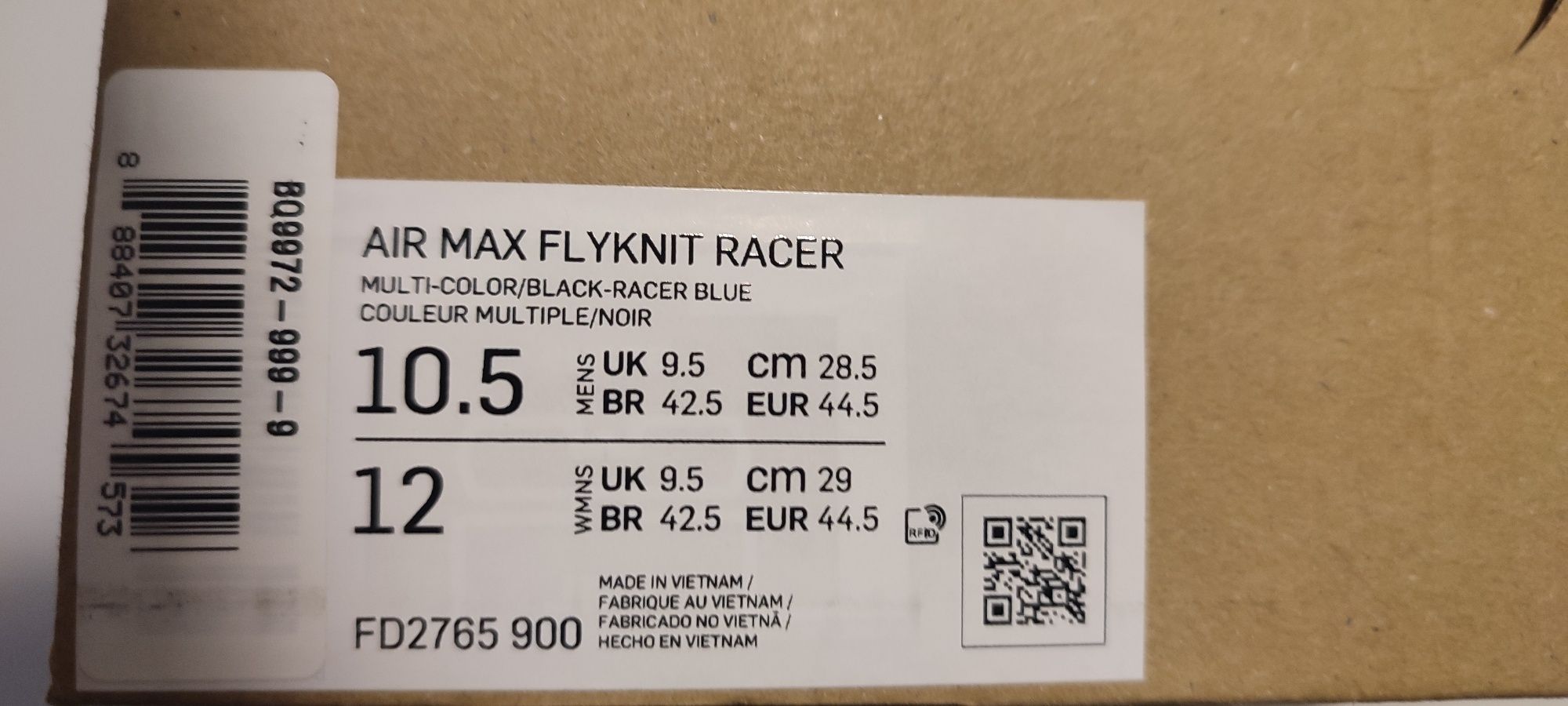 Nike air max flyknit racer EUR 44.5 28.5cm