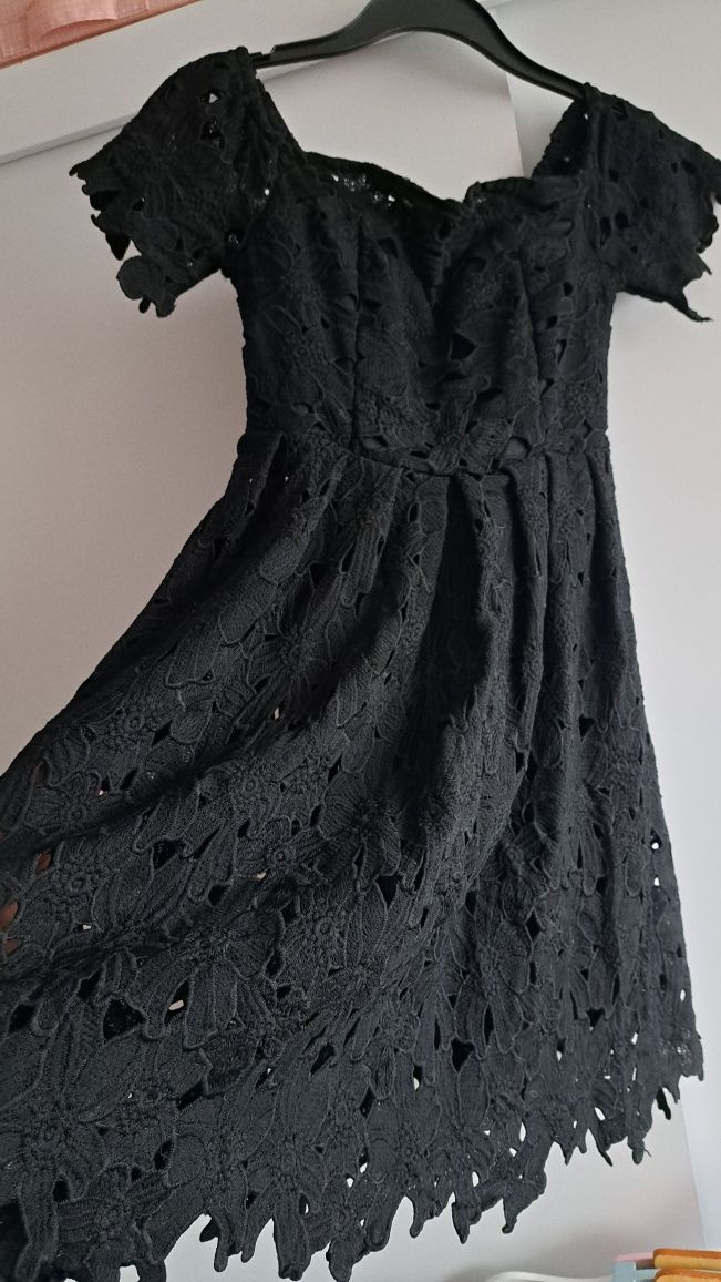 Sukienka gipiura czarna boohoo 38 M hiszpanka święta sesja