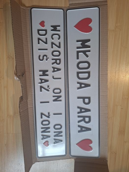 Aluminiowe tablice rejestracyjne ślubne