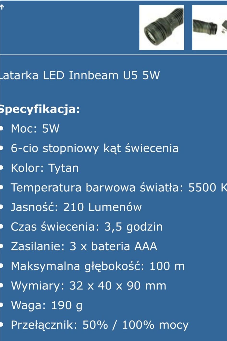 Latarka Led innbeam U5 5W