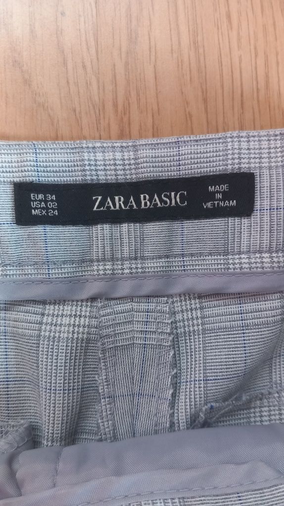 ZARA spodnie damskie szare krata 7/8 eleganckie XS