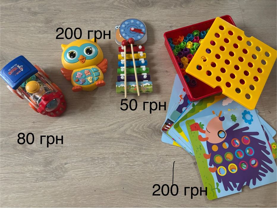 Іграшки розвиваючі дитячі, поїзд, сова казкарка, ксилофон, мозаїка