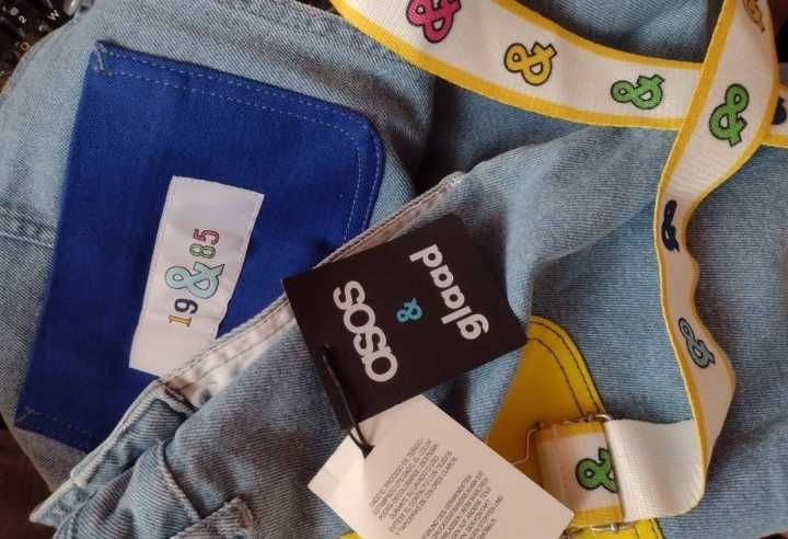(36/S) ASOS,/Dżinsowy kombinezon, ogrodniczki, jeansy, spodenki, NOWE