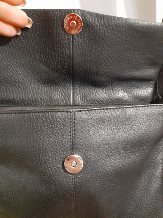 Чорна шкіряна сумка-тоут hand made Greenland