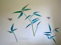 IKEA SLATTHULT naklejki na ścianę bambusy + ptaki