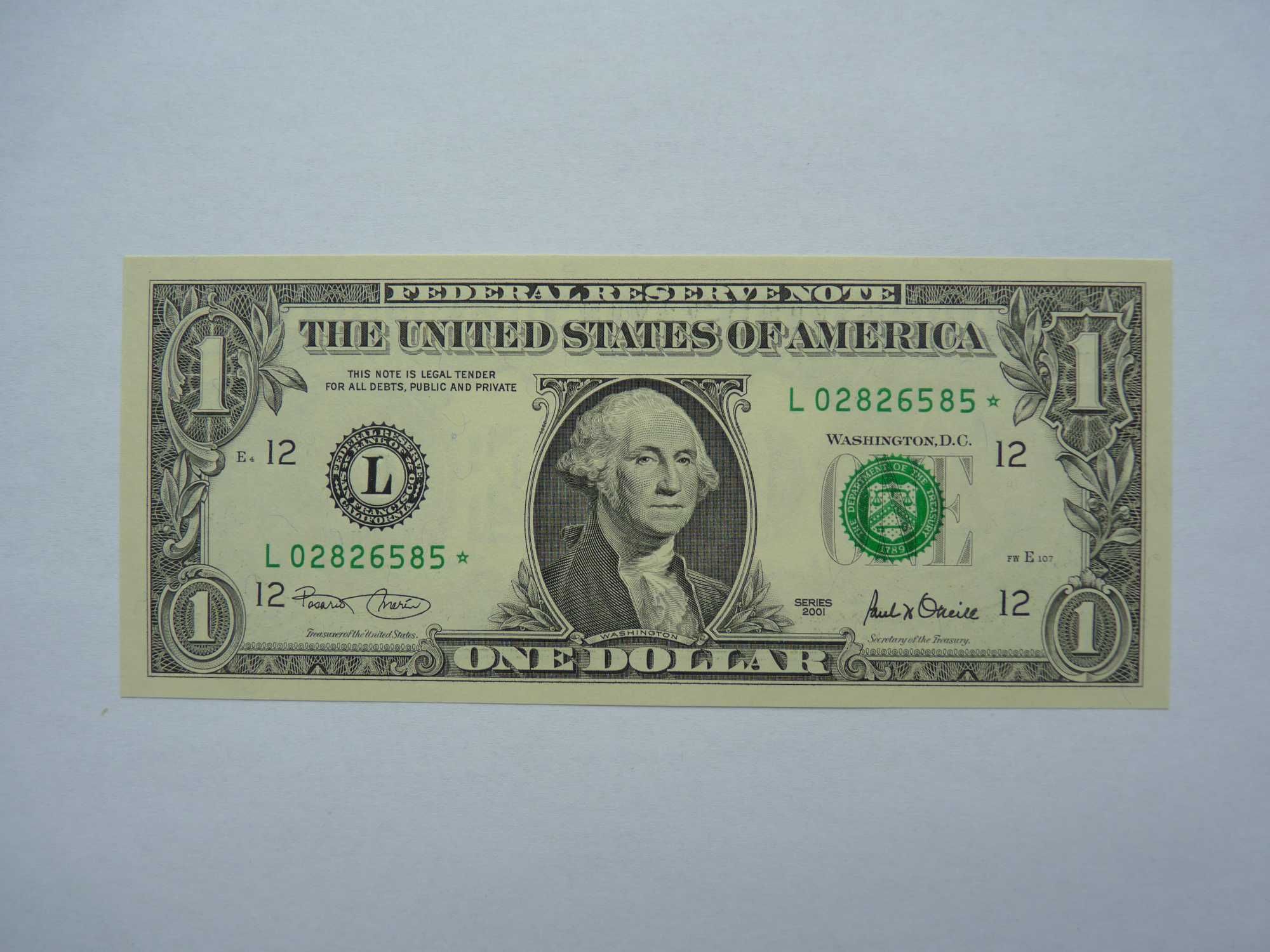 Kolekcjonerski 1 $ Dolar 2001 L San Francisco gwiazdka UNC