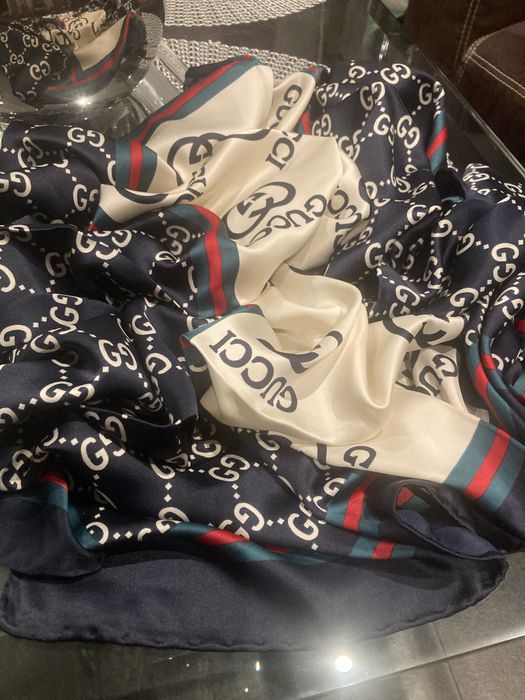 Apaszka granat czerwień Gucci