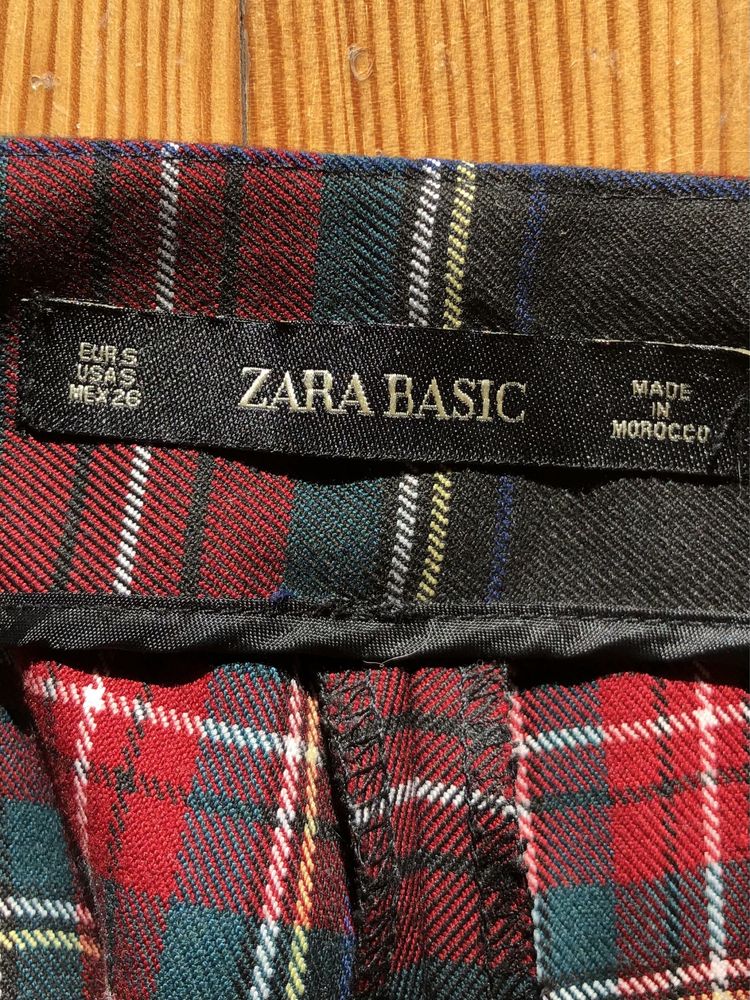 Zara Basic Spodnie w kratę, rozmiar S