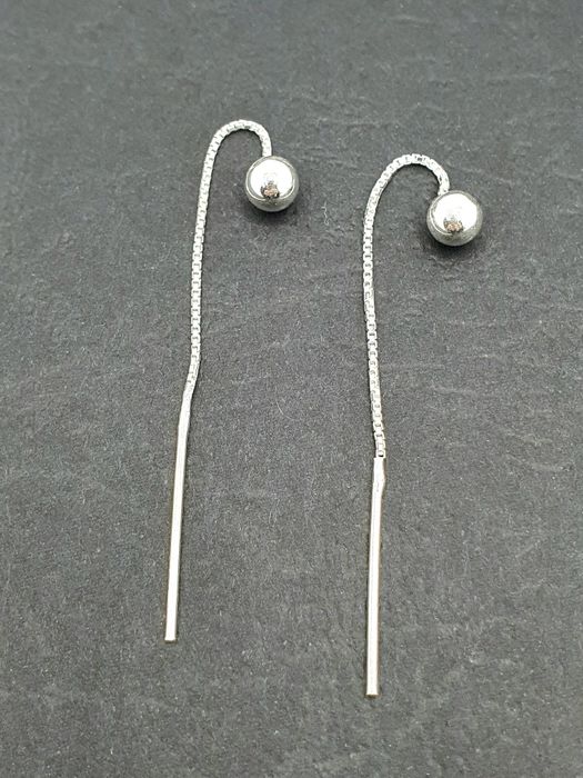 Kolczyki srebrne 925 przekładane/przeciągane kulka 5mm