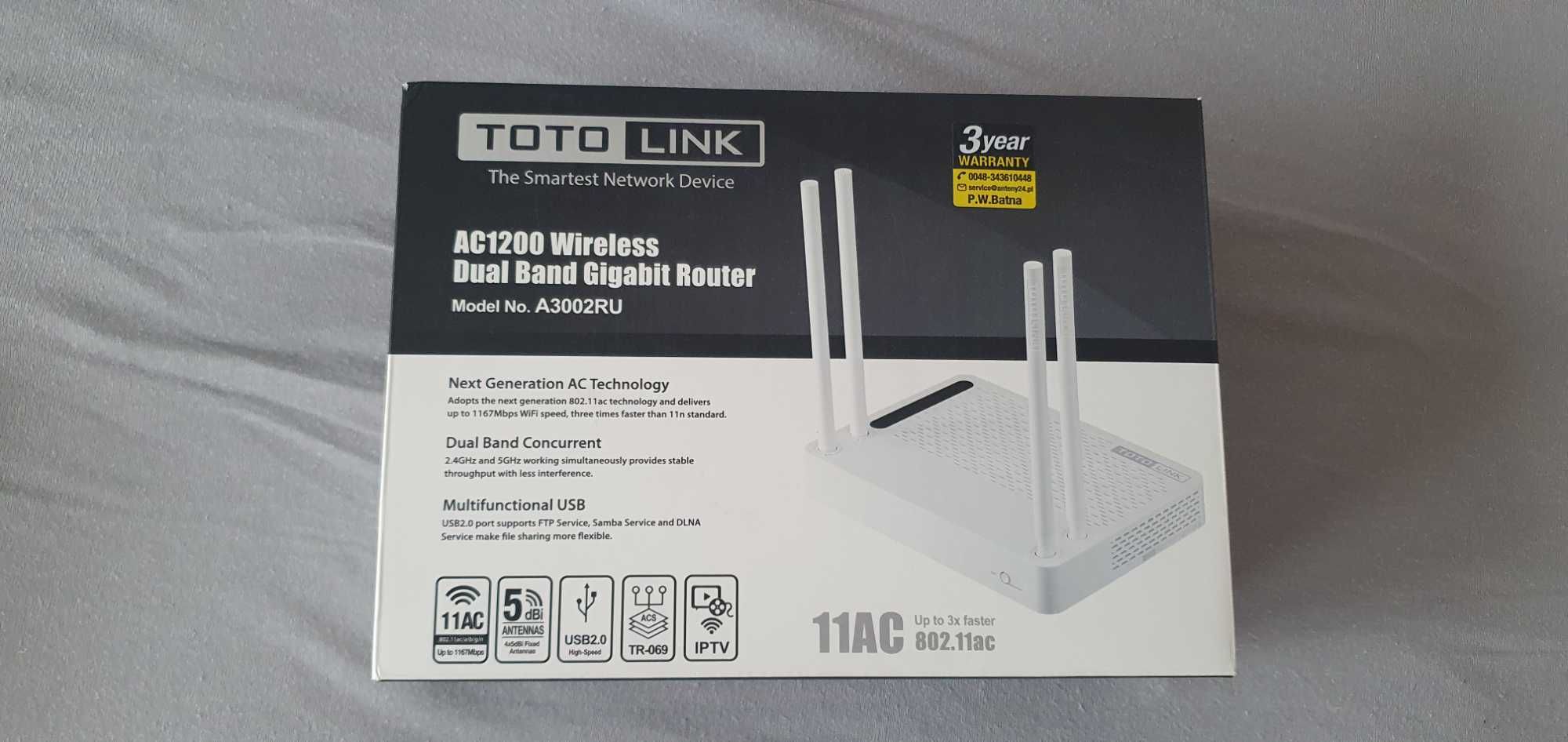 Router Totolink A3002RU (1200Mb/s a/b/g/n/ac) USB DualBand