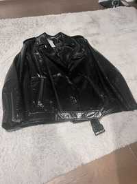 Czarna szkórzana kurtka z eko skóry biker jacket