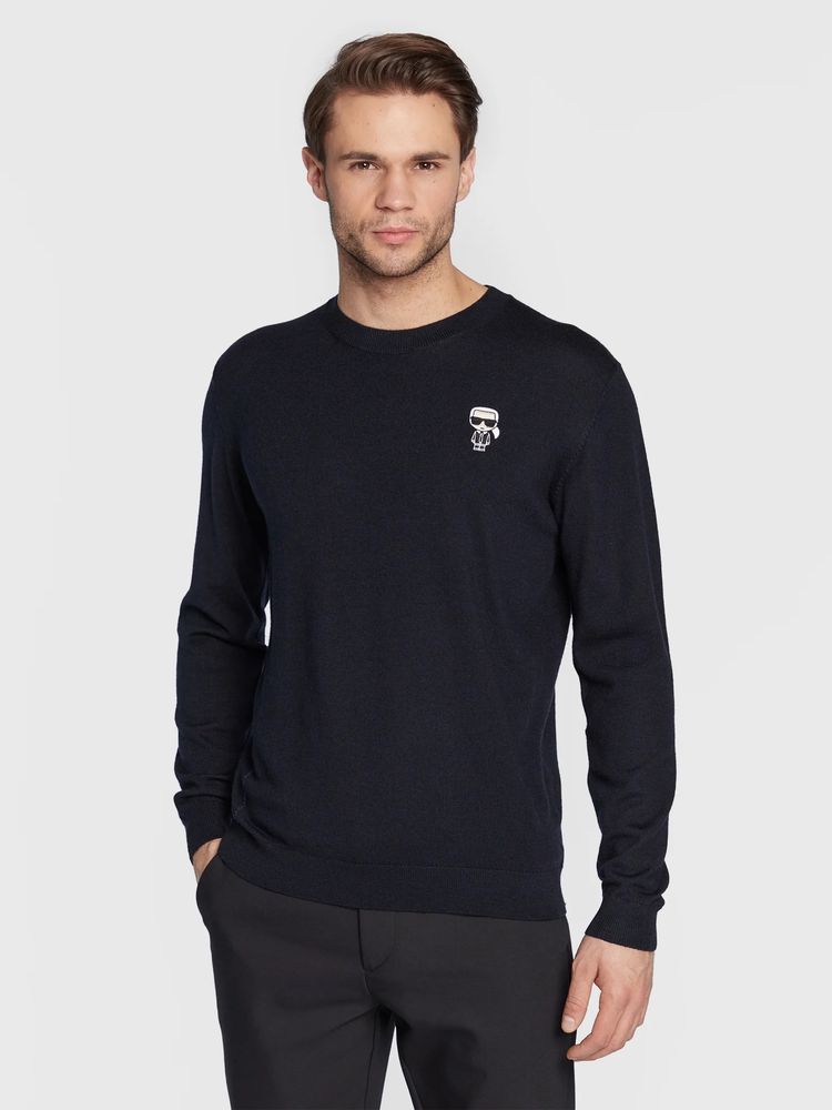 Nowy mesli sweter Karl Lagerfeld wełna merino XL granat