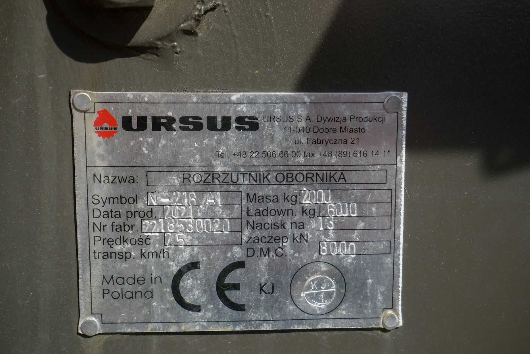 Rozrzutnik URSUS N218/1A 6 TON / Deflektory Hydr.