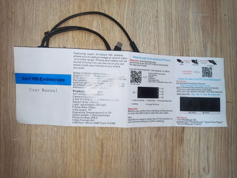 Kamerka endoskopowa nowa do telefonu